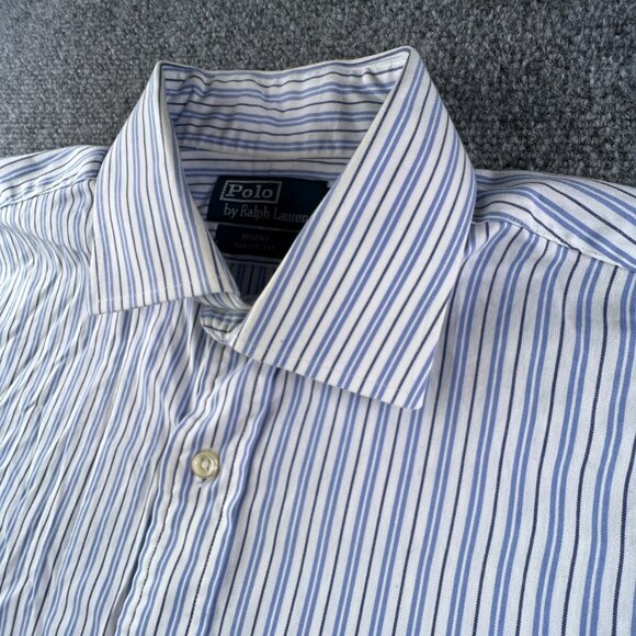 Polo Ralph Lauren Button Up Regent Classic Fit Striped Blue White 16.5 34/35 - Picture 7 of 12